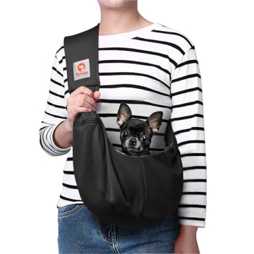 Tomkas Dog Sling Carrier for Small Dogs Puppy Carrier for Small Dogs (Black, for Pets Weight 2-7 lbs...
