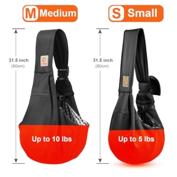 Tomkas Dog Sling Carrier for Small Dogs Puppy Carrier for Small Dogs (Black, for Pets Weight 2-7 lbs)
