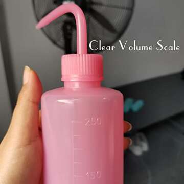 Valchoose Professional 250ml Tattoo Wash Bottle 8.5oz (Pink), Narrow Mouth Squeeze Bottle for Medica...