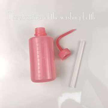 Valchoose Professional 250ml Tattoo Wash Bottle 8.5oz (Pink), Narrow Mouth Squeeze Bottle for Medical Lab Irrigation Squeeze Sprinkling Can Wash Plant Bottle (1Pack)