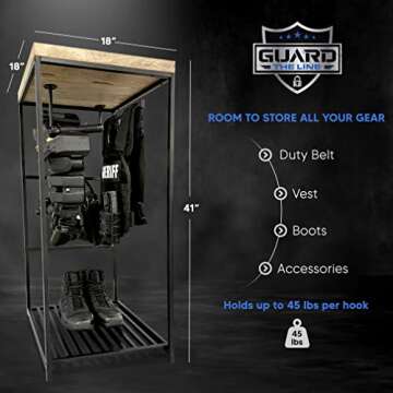 Guard The Line Police Gear Rack - Law Enforcement and Military Gear Stand Organizer - Body Armor Ves...
