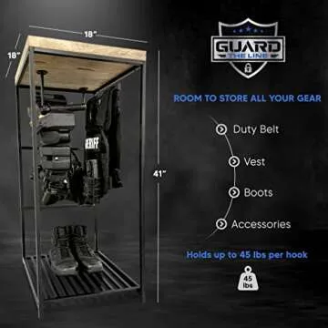 Guard The Line Police Gear Rack - Law Enforcement and Military Gear Stand Organizer - Body Armor Ves...