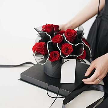 BENECREAT Flower Wrapping Mesh Paper, Pearl Edge Bouquet Packaging Paper Wrinkled Translucent