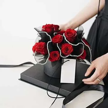 BENECREAT Flower Wrapping Mesh Paper, Pearl Edge Bouquet Packaging Paper Wrinkled Translucent