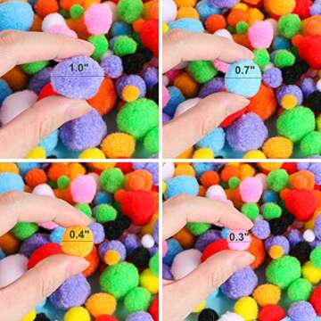 100 Pcs Pom Poms Craft Making Assorted Sizes & Colors High-Elastic Pom Poms Creative Craft DIY Mater...
