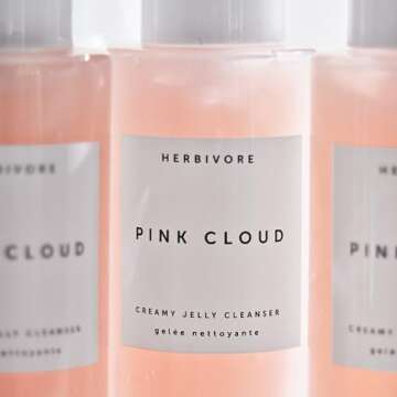 HERBIVORE Pink Cloud Hydrating Jelly Cleanser - Rosewater + Tremella Face Wash & Makeup Remover for Sensitive Skin, Plant-based, Vegan, Cruelty-free, 100mL / 3.4 oz