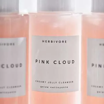HERBIVORE Pink Cloud Hydrating Jelly Cleanser - Rosewater + Tremella Face Wash & Makeup Remover for Sensitive Skin, Plant-based, Vegan, Cruelty-free, 100mL / 3.4 oz