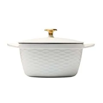 Prisma 7 Qt Enameled Cast Iron Covered Square Dutch Oven (White)