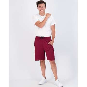 Real Essentials Mens Dry Fit Shorts Dri Active Wear Short Athletic Performance Basketball 9 Inch Inseam Sweat Tennis Soccer Running Essentials Gym Casual Workout Sports, Set 6, L, Pack of 5