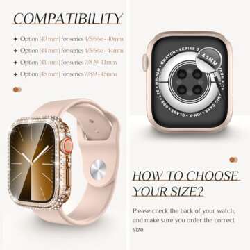 Goton 2-in-1 Waterproof Bling Case Compatible for Apple Watch Screen Protector 40mm 41mm 42mm 44mm 4...