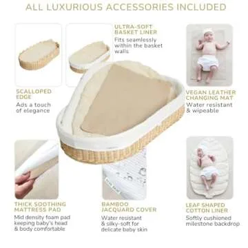 BEBE BASK Premium Nursery Bundle - Baby Changing Basket & Baby Diaper Caddy Organizer - Scalloped Baskets - Scalloped Edge