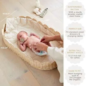 BEBE BASK Premium Nursery Bundle - Baby Changing Basket & Baby Diaper Caddy Organizer - Scalloped Baskets - Scalloped Edge