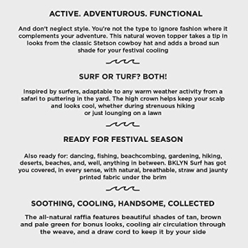 Brooklyn Athletics Men’s Classic Straw Sun Beach Hat - Wide Brim