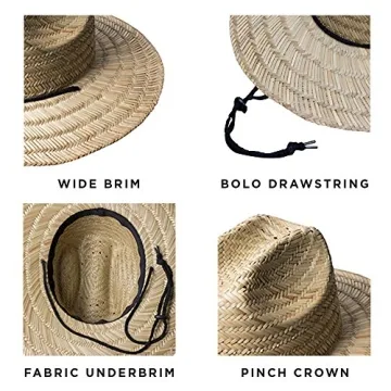 Brooklyn Athletics Men’s Classic Straw Sun Beach Hat - Wide Brim