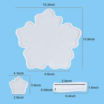 HURIANIC Large Flower Silicone Molds for Resin Tray Casting, 3pcs Epoxy Resin Molds for Floral Coast...