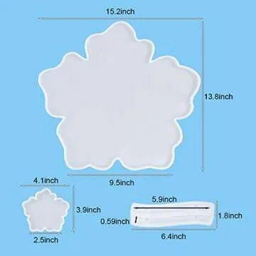 HURIANIC Large Flower Silicone Molds for Resin Tray Casting, 3pcs Epoxy Resin Molds for Floral Coast...