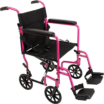 ProBasics Transport Wheelchair Lightweight Foldable With 19 inch Seat - Folding Transport Chair with...