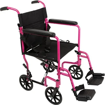 ProBasics Transport Wheelchair Lightweight Foldable With 19 inch Seat - Folding Transport Chair with...