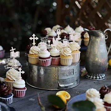Elegant Holy Communion Cupcake Toppers 36 PCS