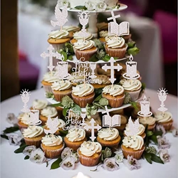 Elegant Holy Communion Cupcake Toppers 36 PCS
