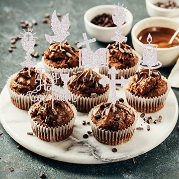 Elegant Holy Communion Cupcake Toppers 36 PCS