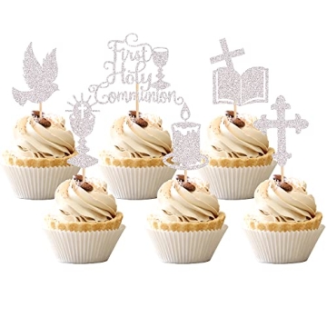 Elegant Holy Communion Cupcake Toppers 36 PCS