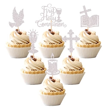 Elegant Holy Communion Cupcake Toppers 36 PCS