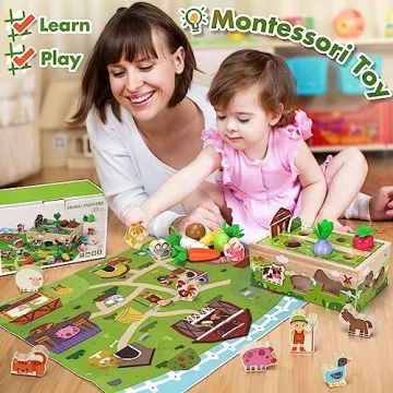 Montessori Wooden Sensory Toys for 1st Birthday