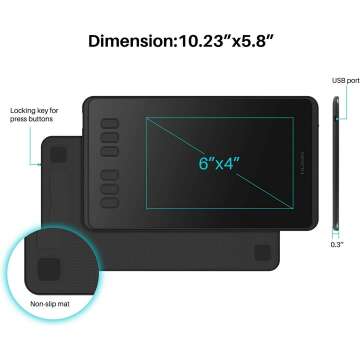 HUION H640P Drawing Tablet - Battery-Free & Versatile