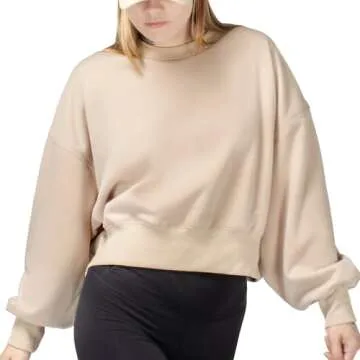 BRISIRA Sherpa Fleece Sweatshirts for Women: Crewneck sweatshirt Cropped Sherpa Lined Pullover Crop ...