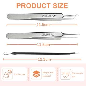 WSYUB Blackhead Tweezers, Milia Remover, Pimple Popper Tool,Ingrown Hair Tweezers, Blackhead Extractor
