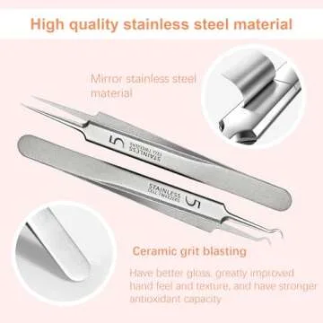 WSYUB Blackhead Tweezers, Milia Remover, Pimple Popper Tool,Ingrown Hair Tweezers, Blackhead Extractor
