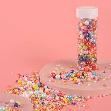 Kasvan Mixed Pearl Sugar Sprinkles - Edible Candy Pearls 130g/4.58 Oz, Mix Size, Baking Cake Decorat...