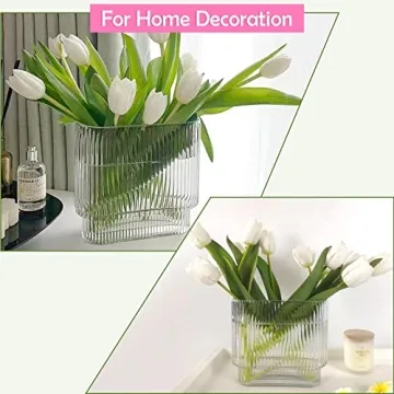 Bfttlity Elegant Clear Glass Vase for Flowers and Home Decor