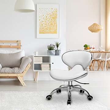 Minewill Pedicure Stools for Nail Tech,Short Height Adjustable Stool Swivel Chair for Salon,Spa,Mass...