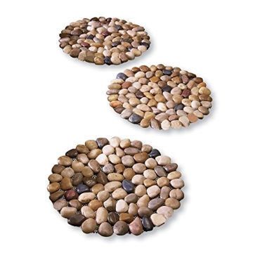 Collections Etc Limestone Rock Stepping Stones - Set of 3 for Garden Pathways