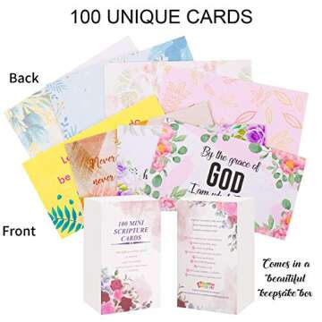 BRYTEFY 100 Prayer Cards for Women with Assorted Bible Verses, Mini Scripture Cards for Women’s Bi...