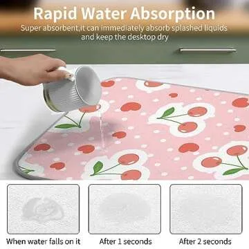 Seorsok Green Leave Dish Drying Mat For Kitchen Counter,Coffee Bar,Ultra Absorbent Reversible Microfiber,Absorbent Fast Kitchen Accessories Dish Drainer Rack Mats 18 In x 24 In