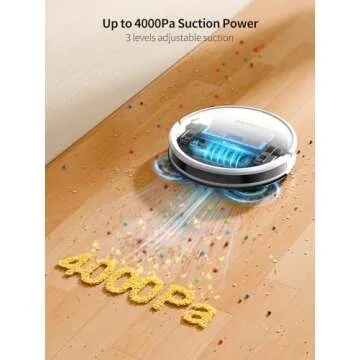 HONITURE Robot Vacuum and Mop Combo, 4000pa Strong Suction, G20 Robot Vacuum Cleaner with Self-Charging, 150Mins Max, App&Remote&Voice Control, Super-Slim, Ideal for Pet Hair