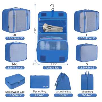 BAGAIL 10 Set Packing Cubes Various Sizes Packing Organizer for Travel Accessories Luggage Carry On ...