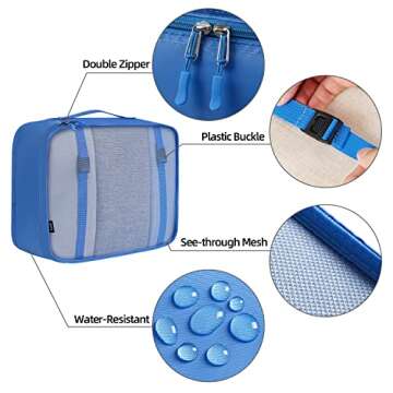 BAGAIL 10 Set Packing Cubes Various Sizes Packing Organizer for Travel Accessories Luggage Carry On Suitcase (10-Blue)