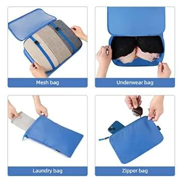 BAGAIL 10 Set Packing Cubes Various Sizes Packing Organizer for Travel Accessories Luggage Carry On Suitcase (10-Blue)