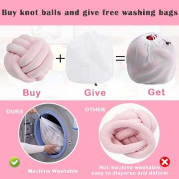 XHJRI Soft Knot Ball Pillows， Round Ball Cushion Pillows, Kids Room Decoration Plush Pillow Girl P...