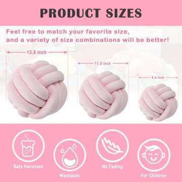 XHJRI Soft Knot Ball Pillows， Round Ball Cushion Pillows, Kids Room Decoration Plush Pillow Girl Photography Props， Throw Knotted Pillow Handmade (Light Khaki, 8.6 Inch)