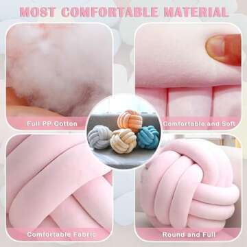 XHJRI Soft Knot Ball Pillows， Round Ball Cushion Pillows, Kids Room Decoration Plush Pillow Girl Photography Props， Throw Knotted Pillow Handmade (Light Khaki, 8.6 Inch)