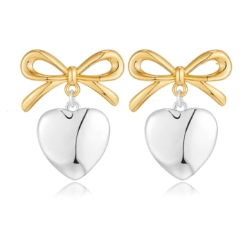 Stunning FAUTHENTICUTE Two-toned Heart Earrings - Elegant Gold & Silver Design for All Occasions