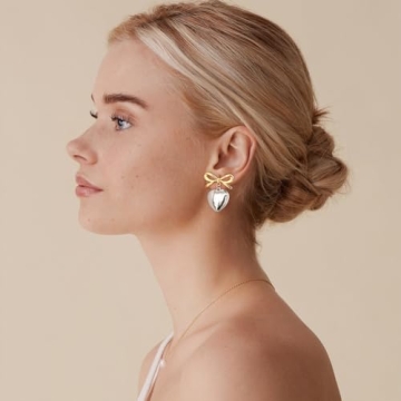 Elegant Two-toned Heart Earrings for Women - FAUTHENTICUTE