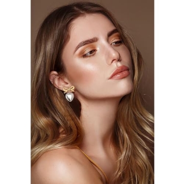 Elegant Two-toned Heart Earrings for Women - FAUTHENTICUTE