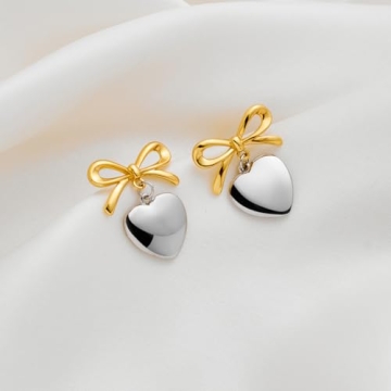 Elegant Two-toned Heart Earrings for Women - FAUTHENTICUTE