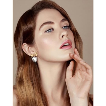 Elegant Two-toned Heart Earrings for Women - FAUTHENTICUTE